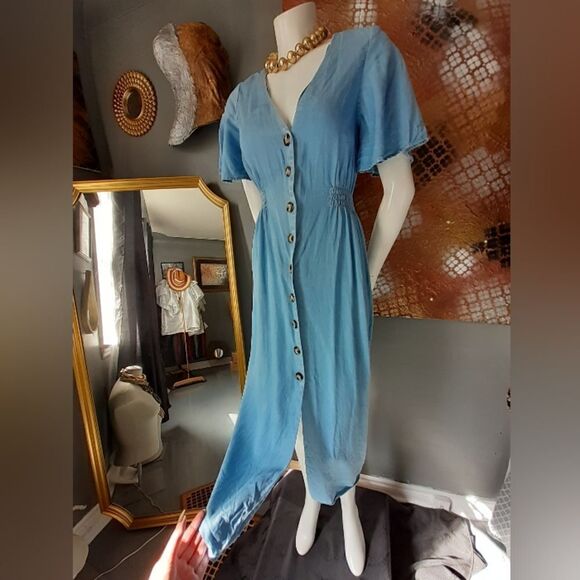 Zara Denim Voluminous Button Down Midi Dress - Picture 8 of 13